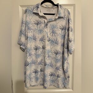 Walter Hagen White and Blue Botanical Shirt